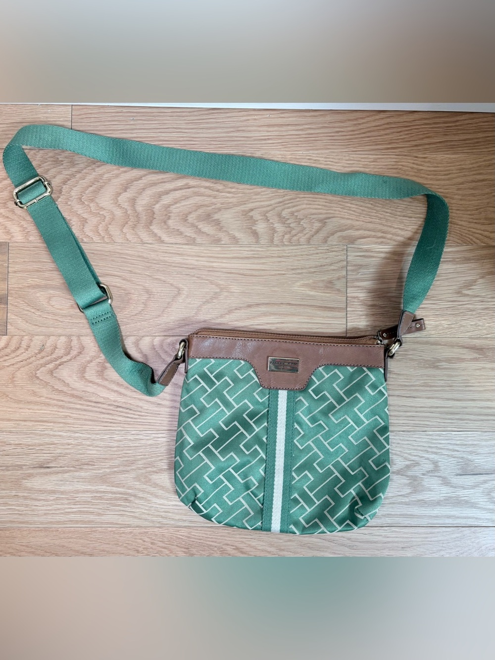 Tommy Hilfiger Green Monogram Crossbody Bag